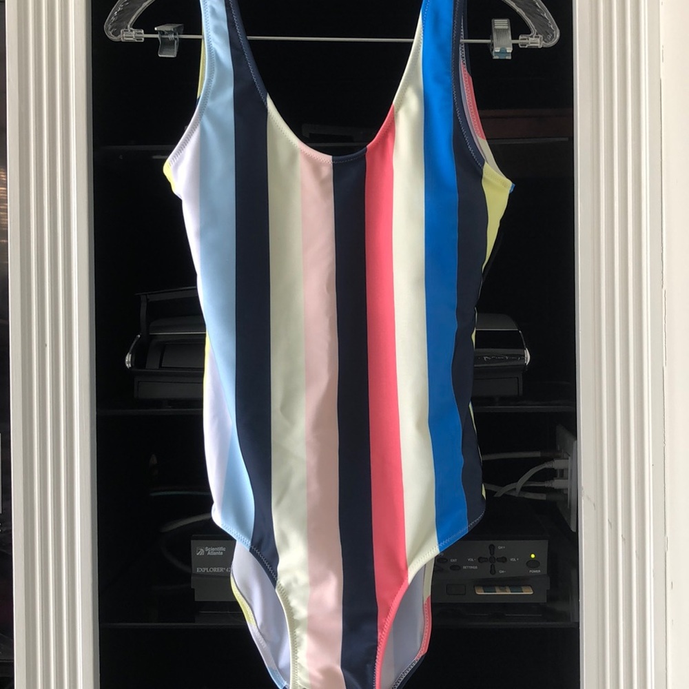 Rainbow Striped One Piece Bathing Suit NWT
